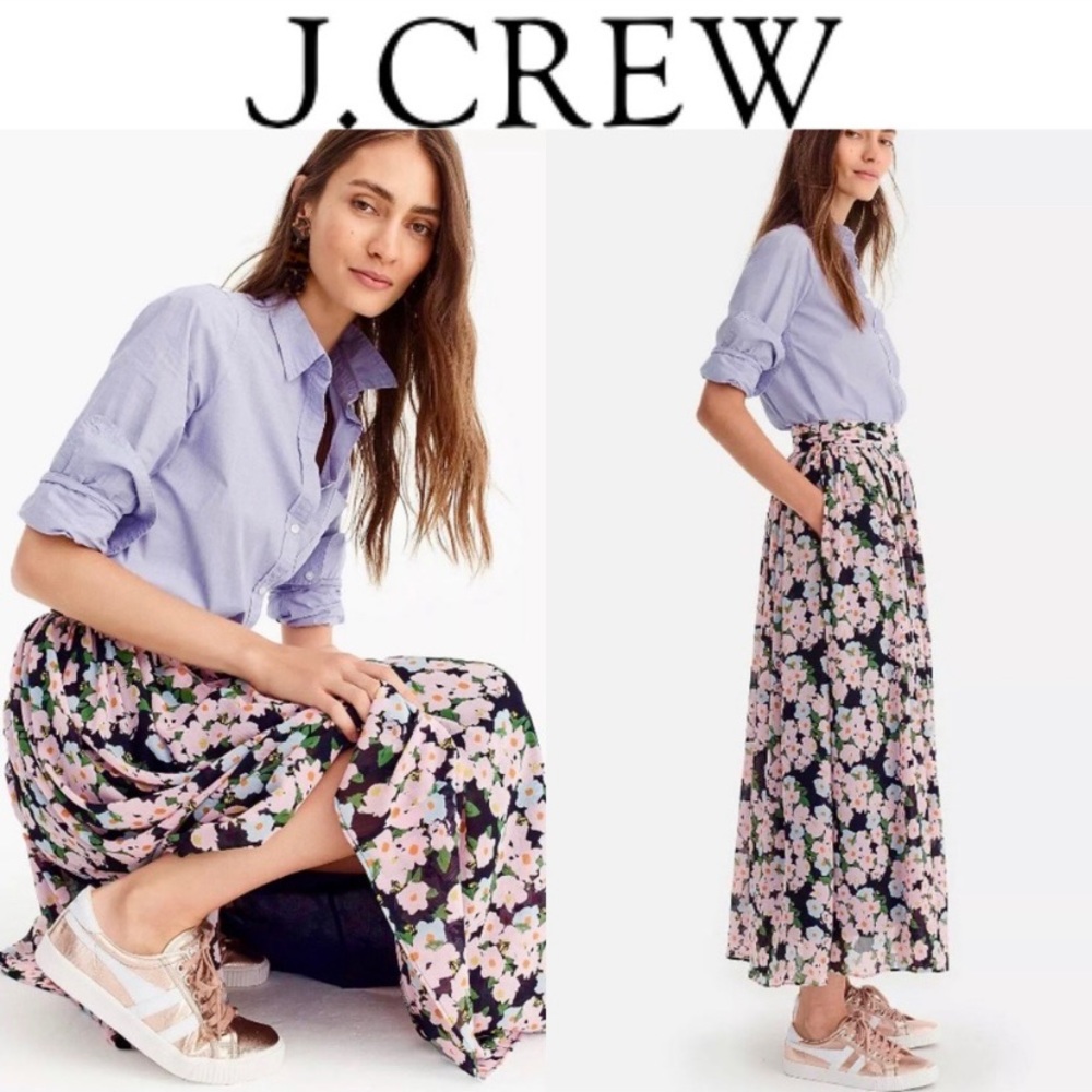 12 🔖 J. CREW Floral Print Maxi Chiffon Skirt $158